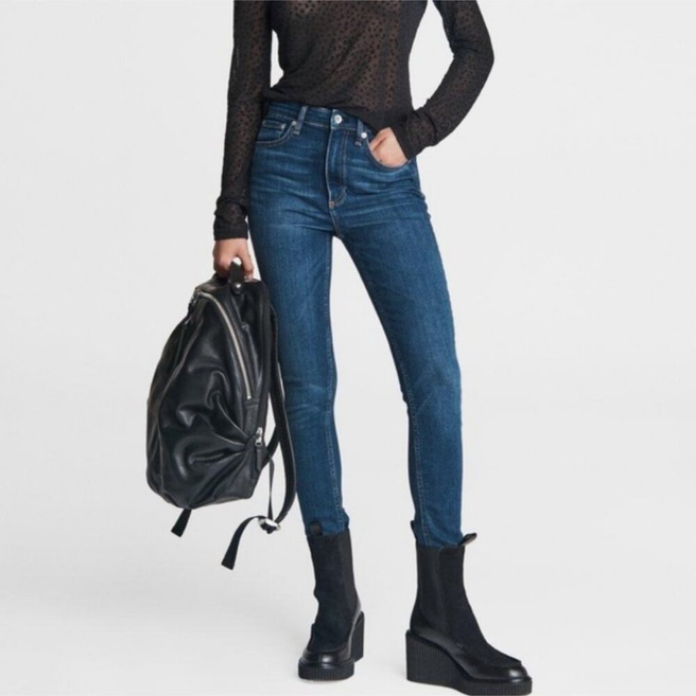 rag & bone NINA High-Rise Ankle Skinny Womens 27 Blue Denim Jean Stretch